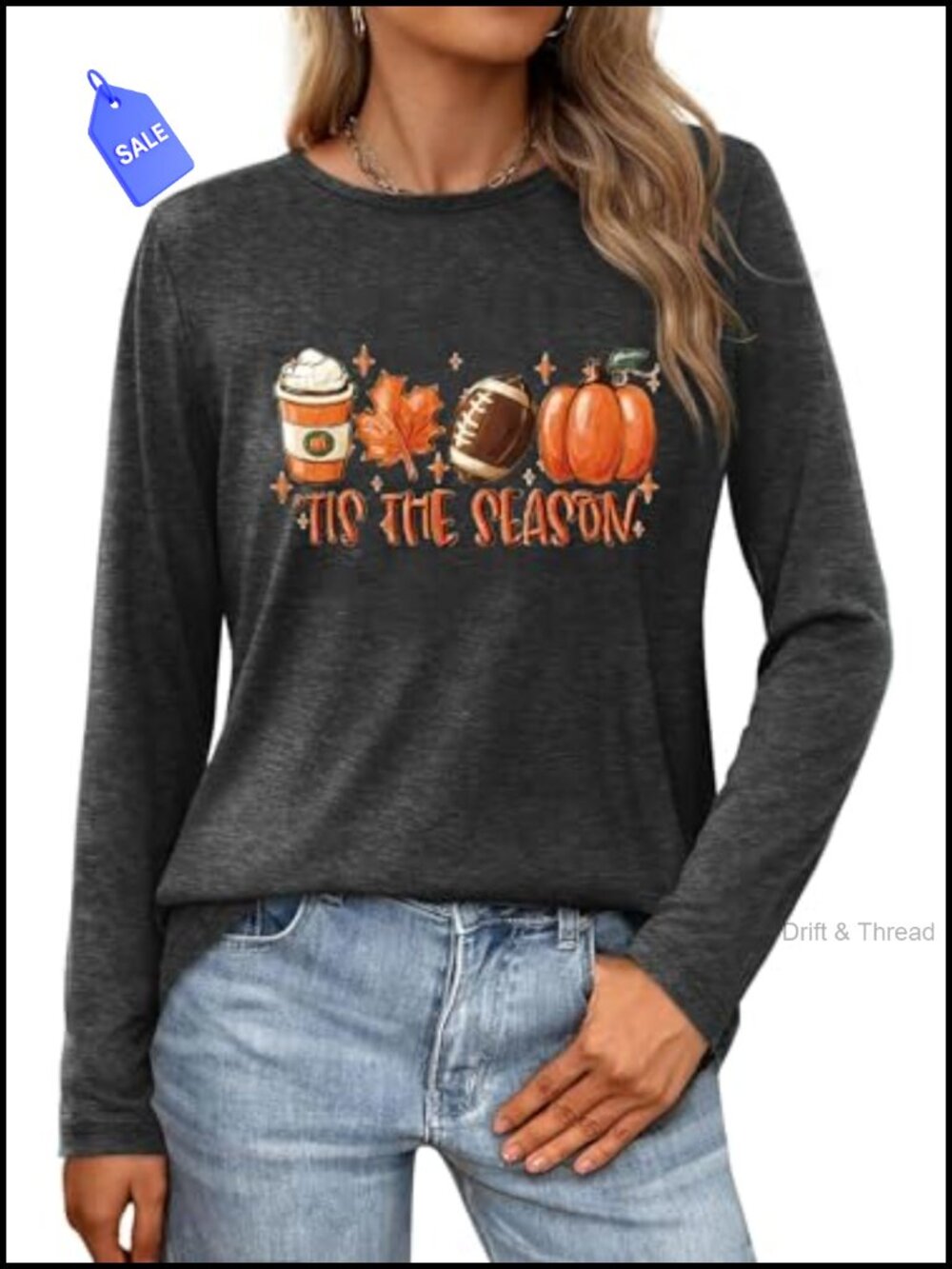 Women's Long Sleeve Halloween Graphic T-Shirt Crewneck Casual Holiday Top